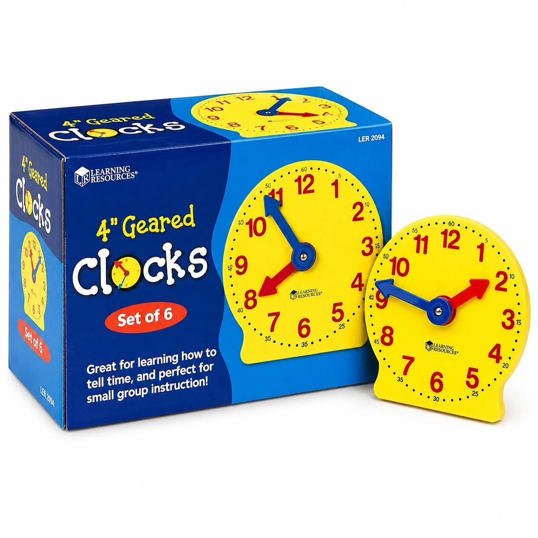 Big Time Geared Mini-Clocks (Set of 6) - Master Time-Telling & Math Skills! - Fun Learning Store
