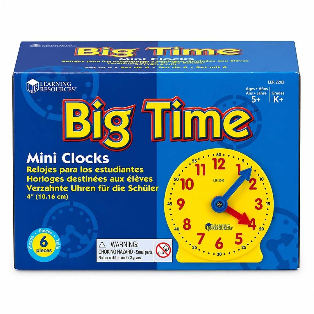 Big Time Geared Mini-Clocks (Set of 6) - Master Time-Telling & Math Skills! - Fun Learning Store