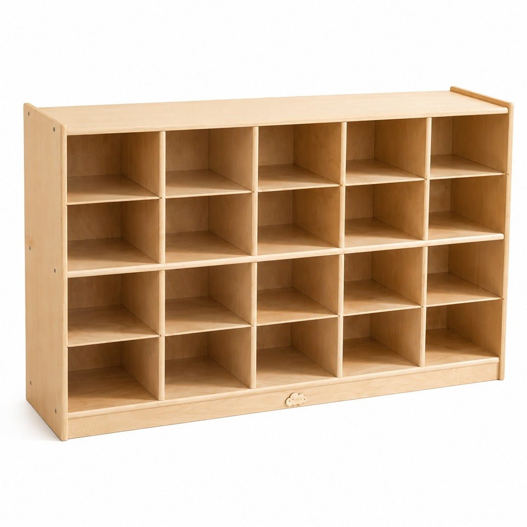 Birch Plywood Storage Cabinet 122x33x76 cm: 20-Compartment - Fun Learning Store