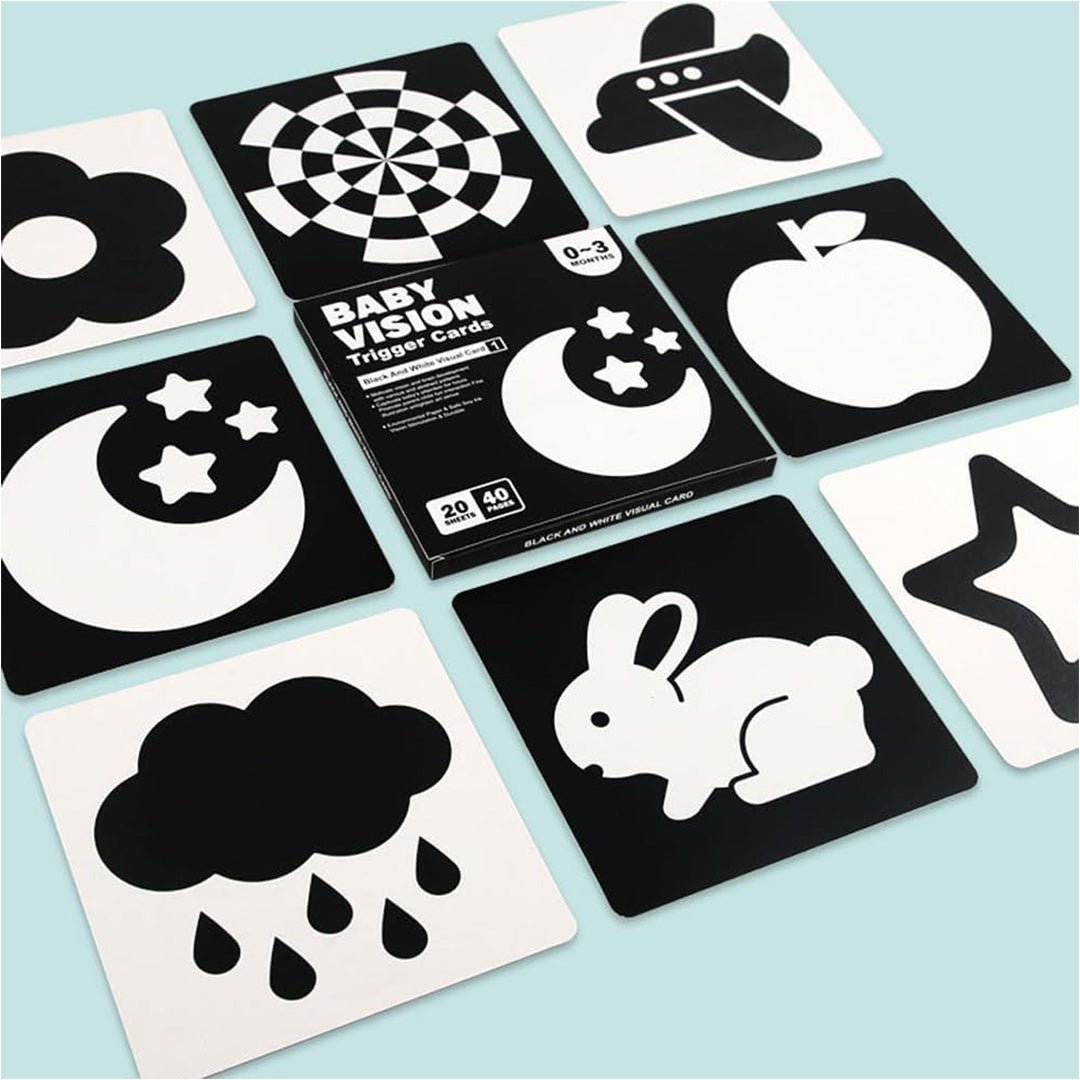 Black & White Baby Vision Trigger Cards - Enhance Early Visual Development - Fun Learning Store