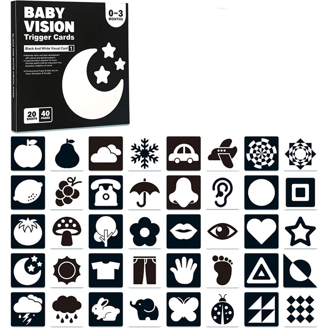 Black & White Baby Vision Trigger Cards - Enhance Early Visual Development - Fun Learning Store