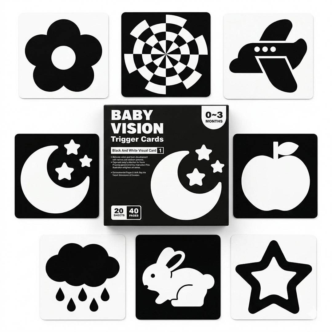 Black & White Baby Vision Trigger Cards - Enhance Early Visual Development - Fun Learning Store