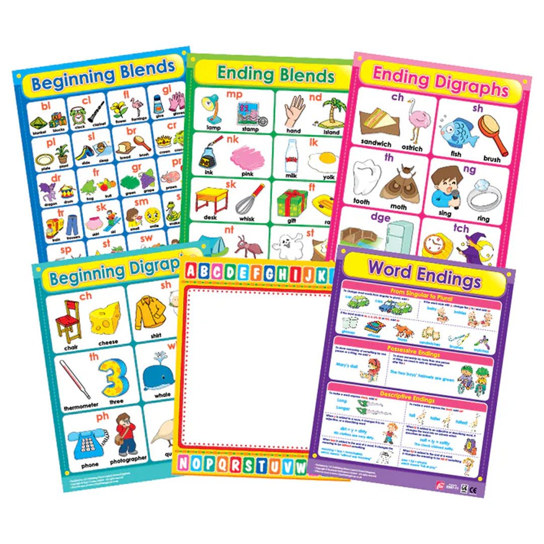 Blends & Digraphs Wall Chart Pack (6 Charts) – Fun & Engaging Phonics Learning for Kids - Fun Learning Store