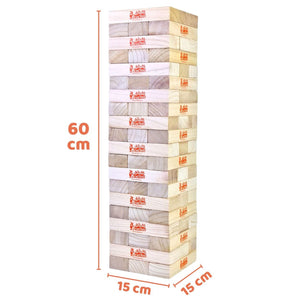 BONYAN, Giant Tumbling Timber, Jumbo Wooden Blocks, Big Size 60x15x15cm, 60 Pieces - Fun Learning Store