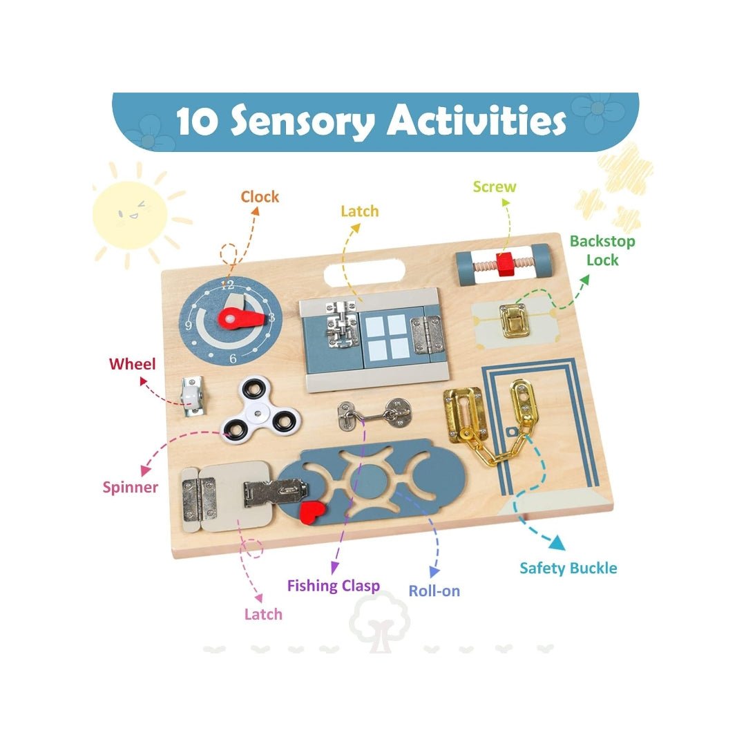 Busy Board with 10 Engaging Tasks - Foster Learning Through Play - Fun Learning Store