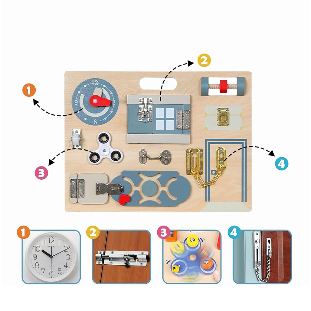 Busy Board with 10 Engaging Tasks - Foster Learning Through Play - Fun Learning Store