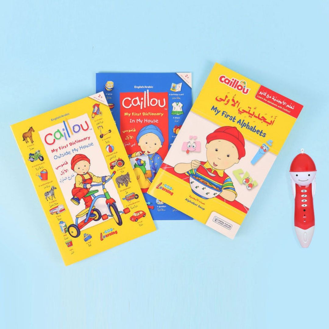 Caillou Bilingual Learning Kit Master English and Arabic with 21 Books & Interactive Pen - Fun Learning Store