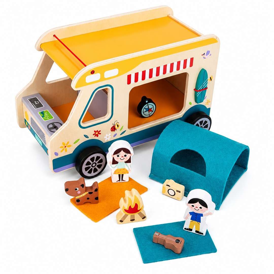 Camping RV Play Set | Wooden Adventure Vehicle Toy for Kids 3+ - Fun Learning Store