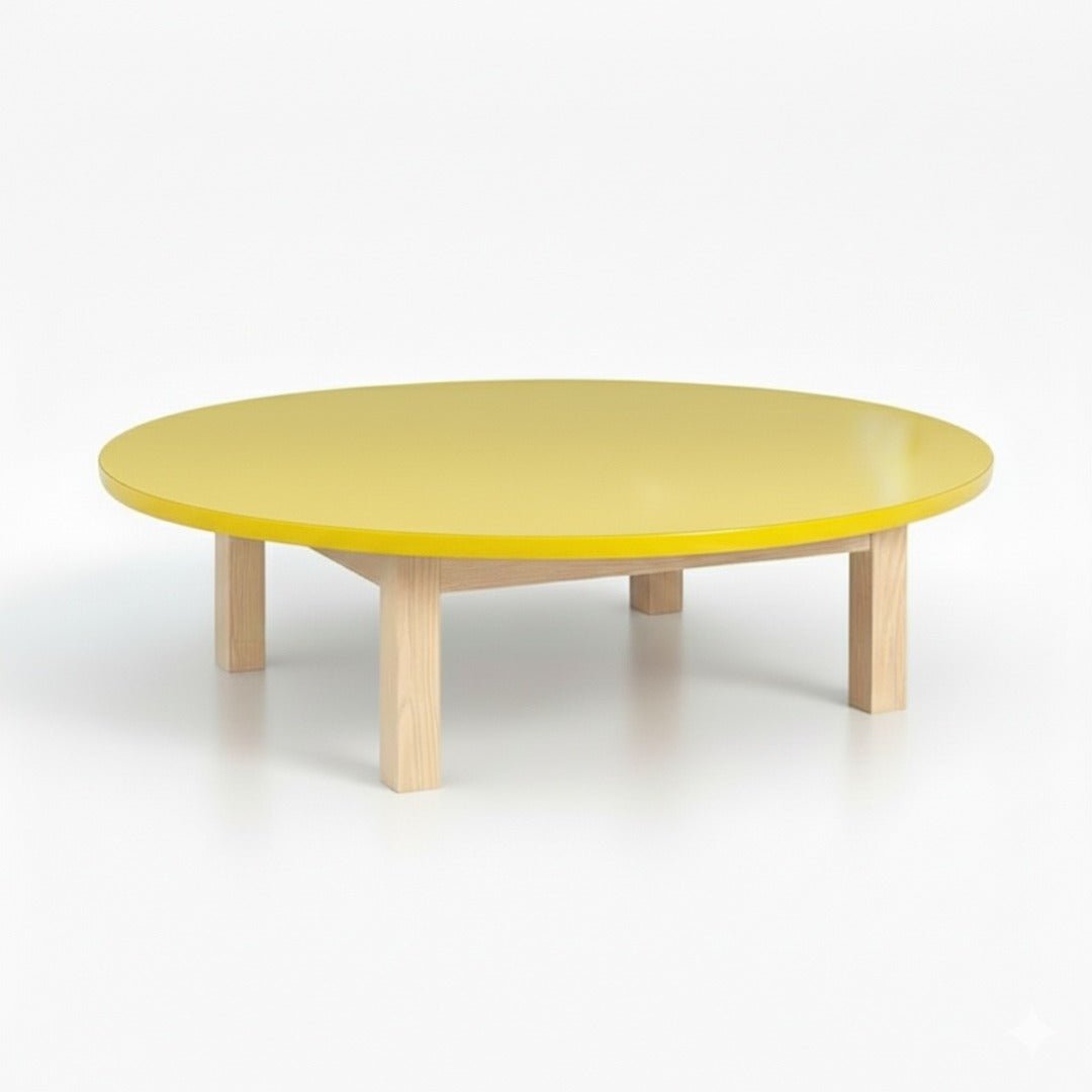 Circular Educational Table 90 cm – Vibrant Yellow: Brighten Learning! - Fun Learning Store