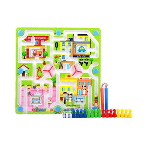 City Traffic Maze & Flying Chess Game Board – 2 - in - 1 Magnetic Puzzle Toy for Kids - Fun Learning Store