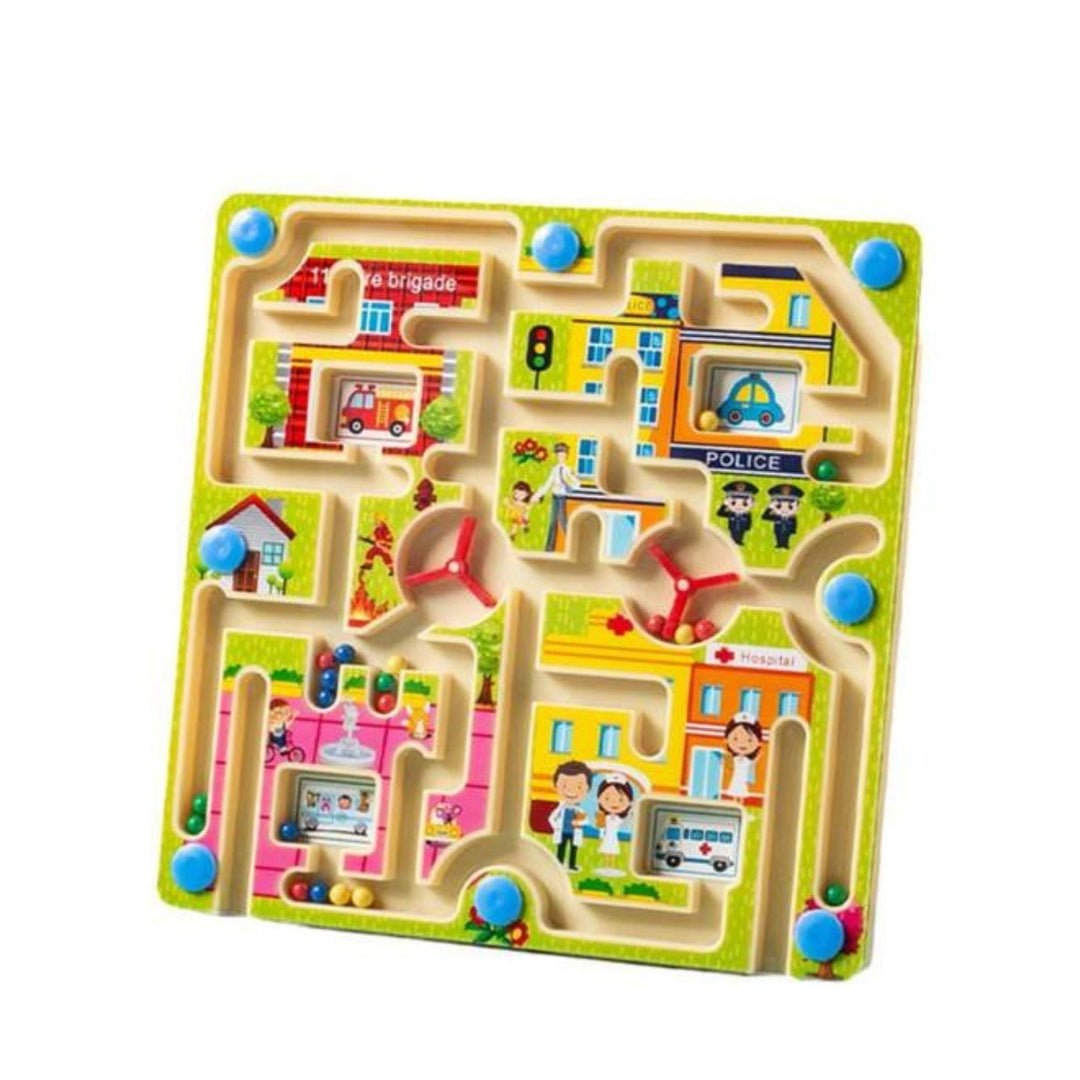 City Traffic Maze & Flying Chess Game Board – 2 - in - 1 Magnetic Puzzle Toy for Kids - Fun Learning Store