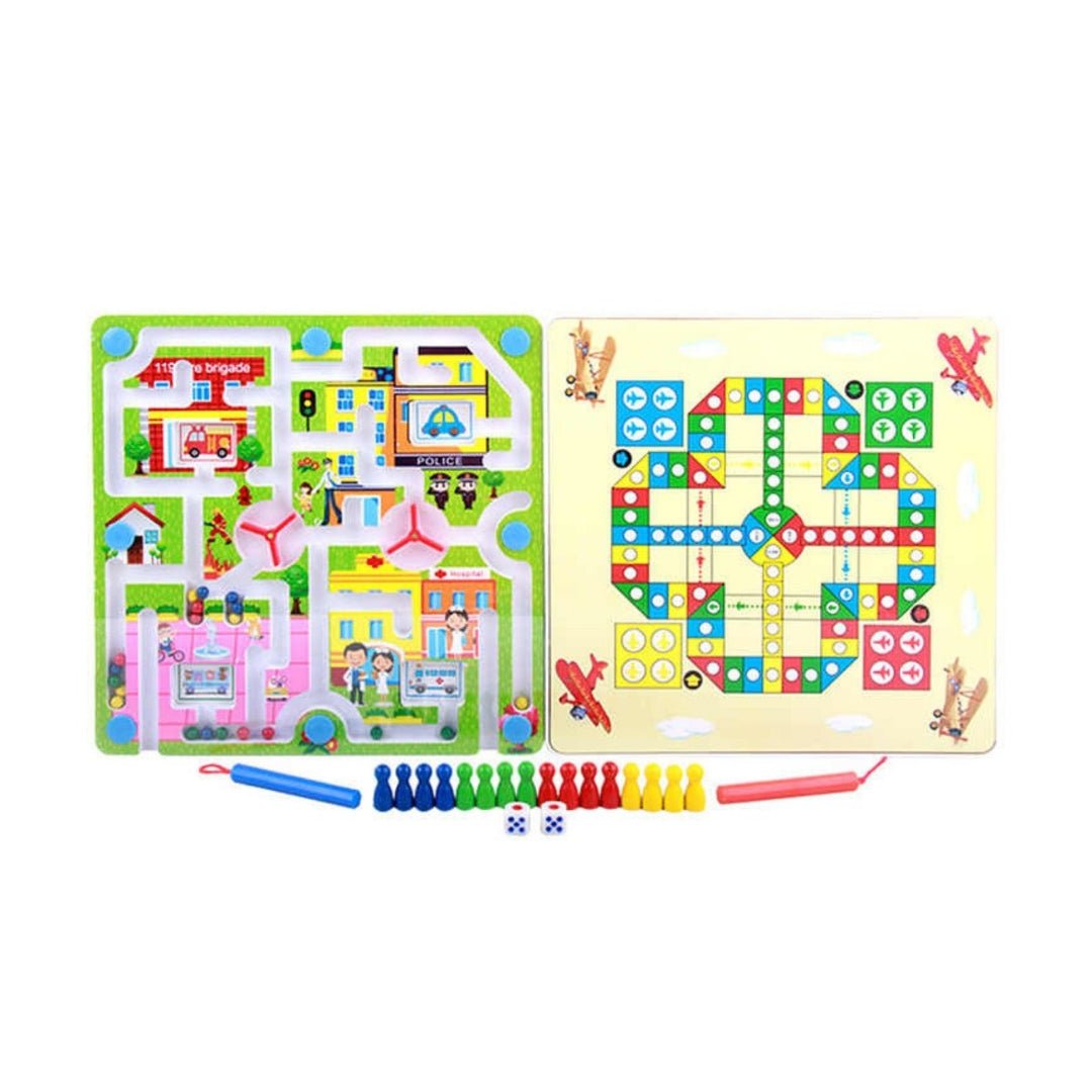 City Traffic Maze & Flying Chess Game Board – 2 - in - 1 Magnetic Puzzle Toy for Kids - Fun Learning Store