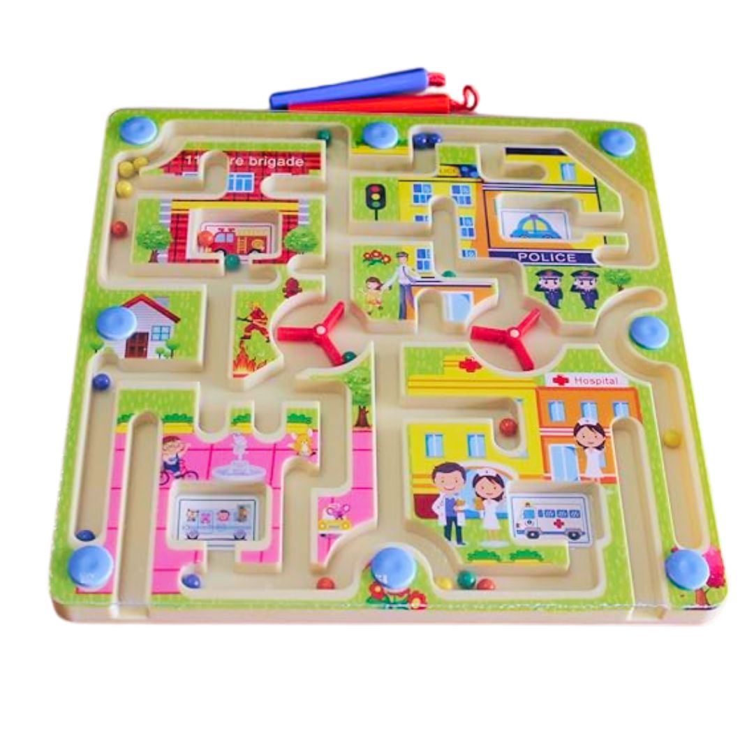 City Traffic Maze & Flying Chess Game Board – 2 - in - 1 Magnetic Puzzle Toy for Kids - Fun Learning Store