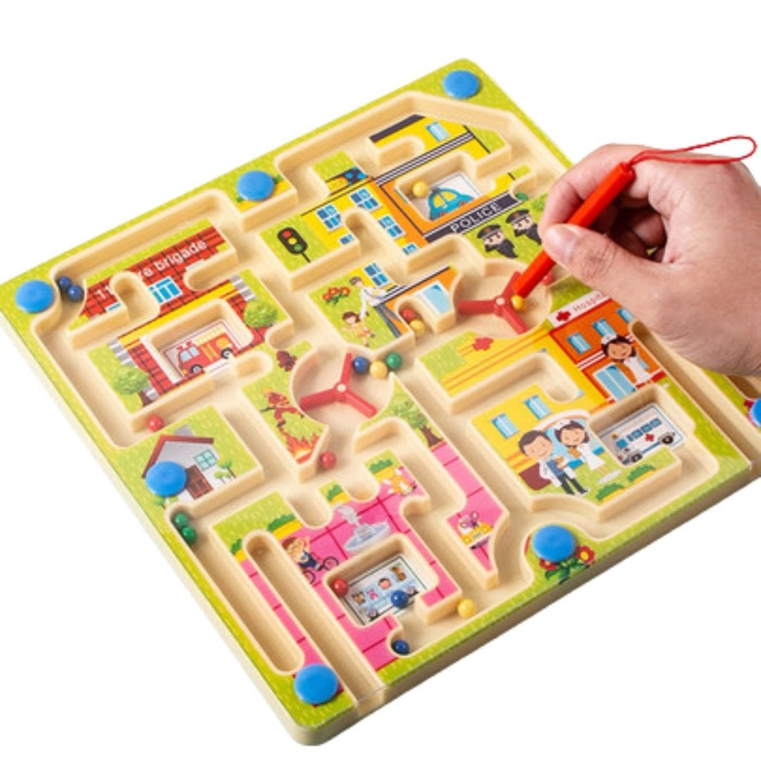 City Traffic Maze & Flying Chess Game Board – 2 - in - 1 Magnetic Puzzle Toy for Kids - Fun Learning Store