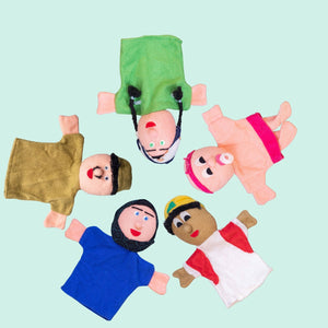 Colorful Fabric Hand Puppets – Family Set of 5 for Fun Role Play & Learning - Fun Learning Store