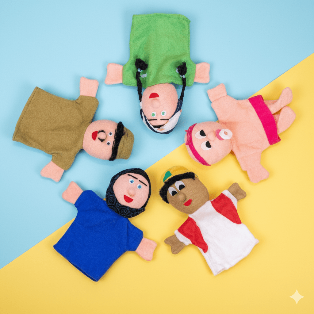 Colorful Fabric Hand Puppets – Family Set of 5 for Fun Role Play & Learning - Fun Learning Store