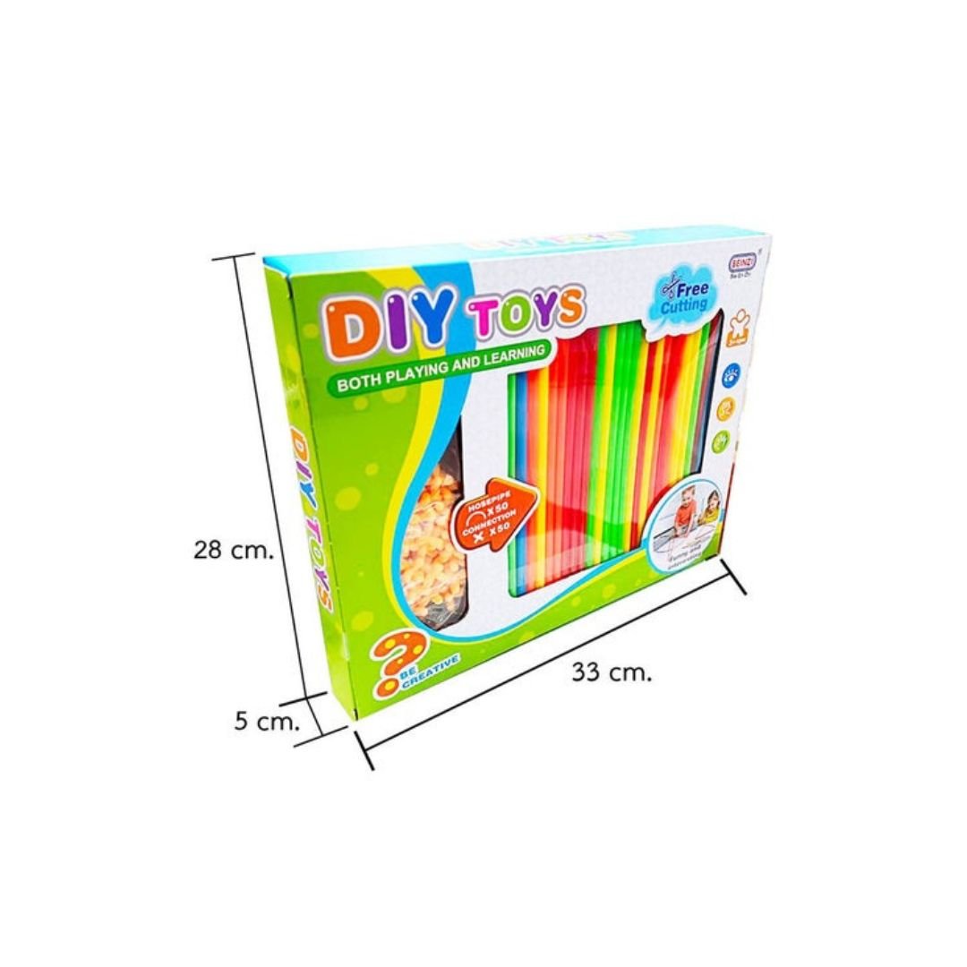 Colorful Plastic Building Tubes – 100 - Piece Creative Set for Kids Ages 3+ - Fun Learning Store