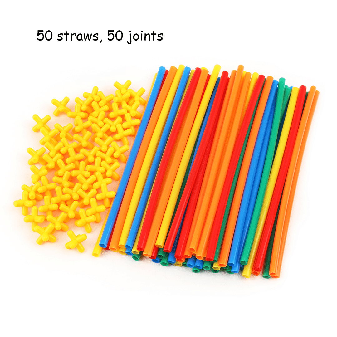 Colorful Plastic Building Tubes – 100 - Piece Creative Set for Kids Ages 3+ - Fun Learning Store