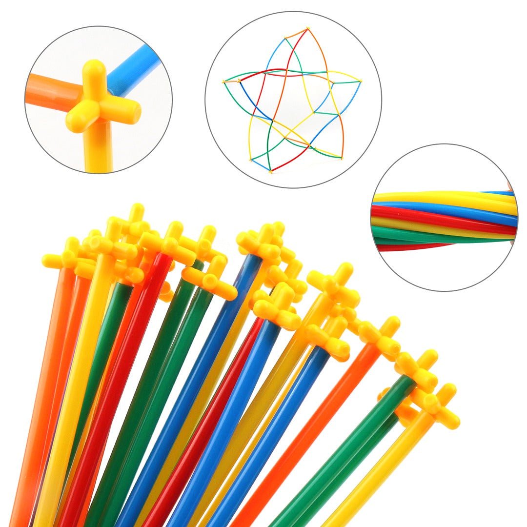 Colorful Plastic Building Tubes – 100 - Piece Creative Set for Kids Ages 3+ - Fun Learning Store