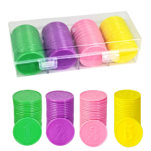 Colorful Plastic Coins for Classroom Engagement – 100 - Piece Set - Fun Learning Store