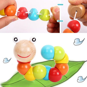 Colorful Twisted Wooden Caterpillar – Montessori Toy for Babies & Toddlers - Fun Learning Store
