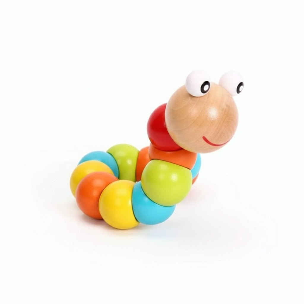 Colorful Twisted Wooden Caterpillar – Montessori Toy for Babies & Toddlers - Fun Learning Store