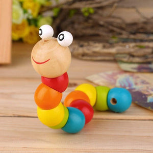 Colorful Twisted Wooden Caterpillar – Montessori Toy for Babies & Toddlers - Fun Learning Store