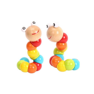 Colorful Twisted Wooden Caterpillar – Montessori Toy for Babies & Toddlers - Fun Learning Store