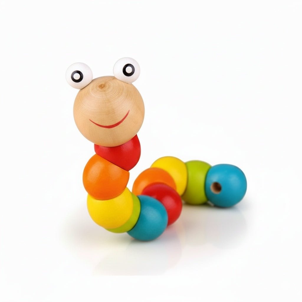 Colorful Twisted Wooden Caterpillar – Montessori Toy for Babies & Toddlers - Fun Learning Store
