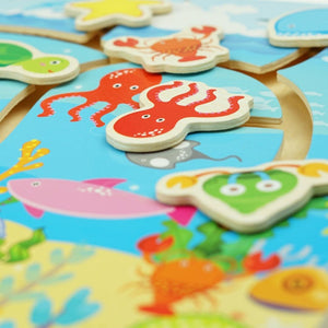 Colorful Wooden Maze with Ocean - Themed Moving Path – Fun & Educational Toy for Kids! - Fun Learning Store
