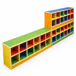 Colorful Zigzag Wooden Toy Shelf: The Perfect Kindergarten & Nursery Organizer! - Fun Learning Store