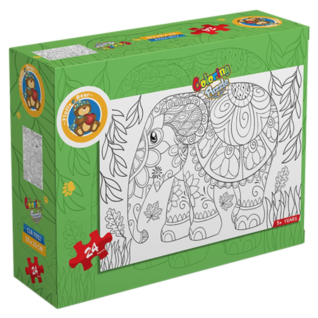 Coloring Puzzle for Kids - Elephant: 24 Pieces - Fun Learning Store