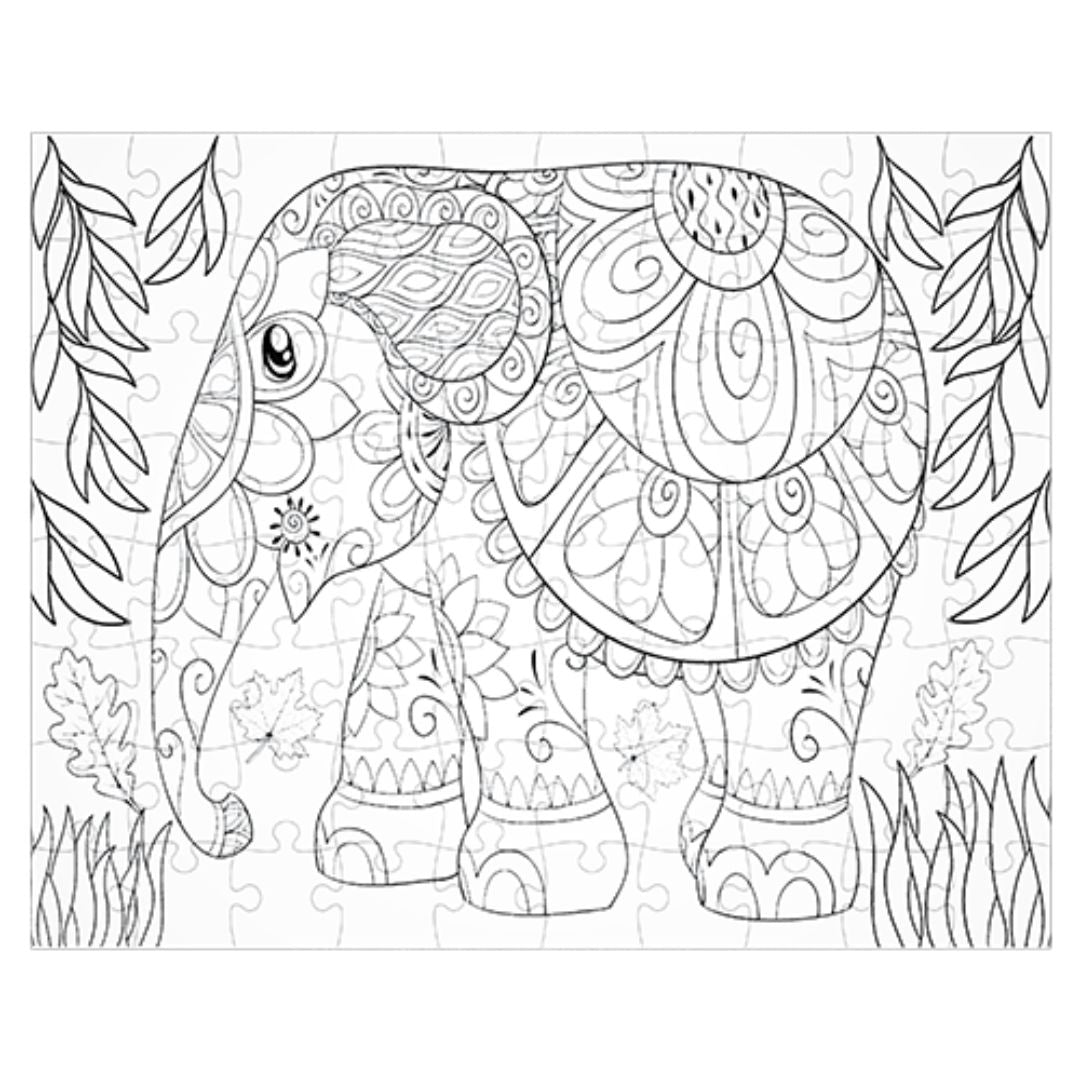 Coloring Puzzle for Kids - Elephant: 24 Pieces - Fun Learning Store