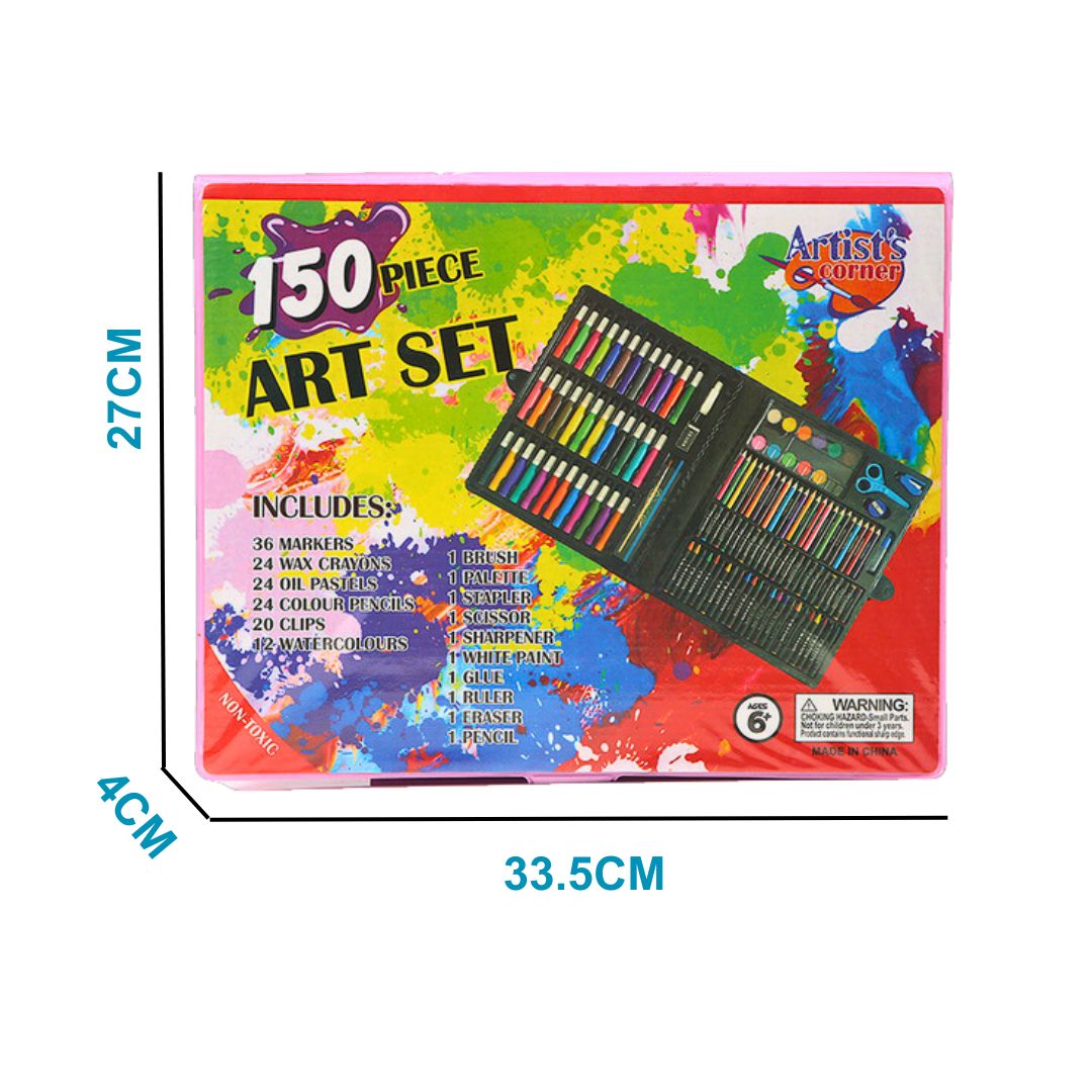 مجموعة أدوات الرسم والتلوين بالألوان المائية للأطفال - صندوق لوازم فنية إبداعية مكون من  150قطعة 