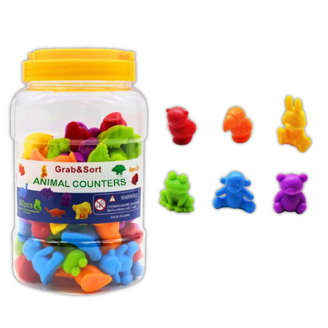 Counting Animals Toy - Toddler Math Preschool Learning Toy - 60 Pcs - Fun Learning Store