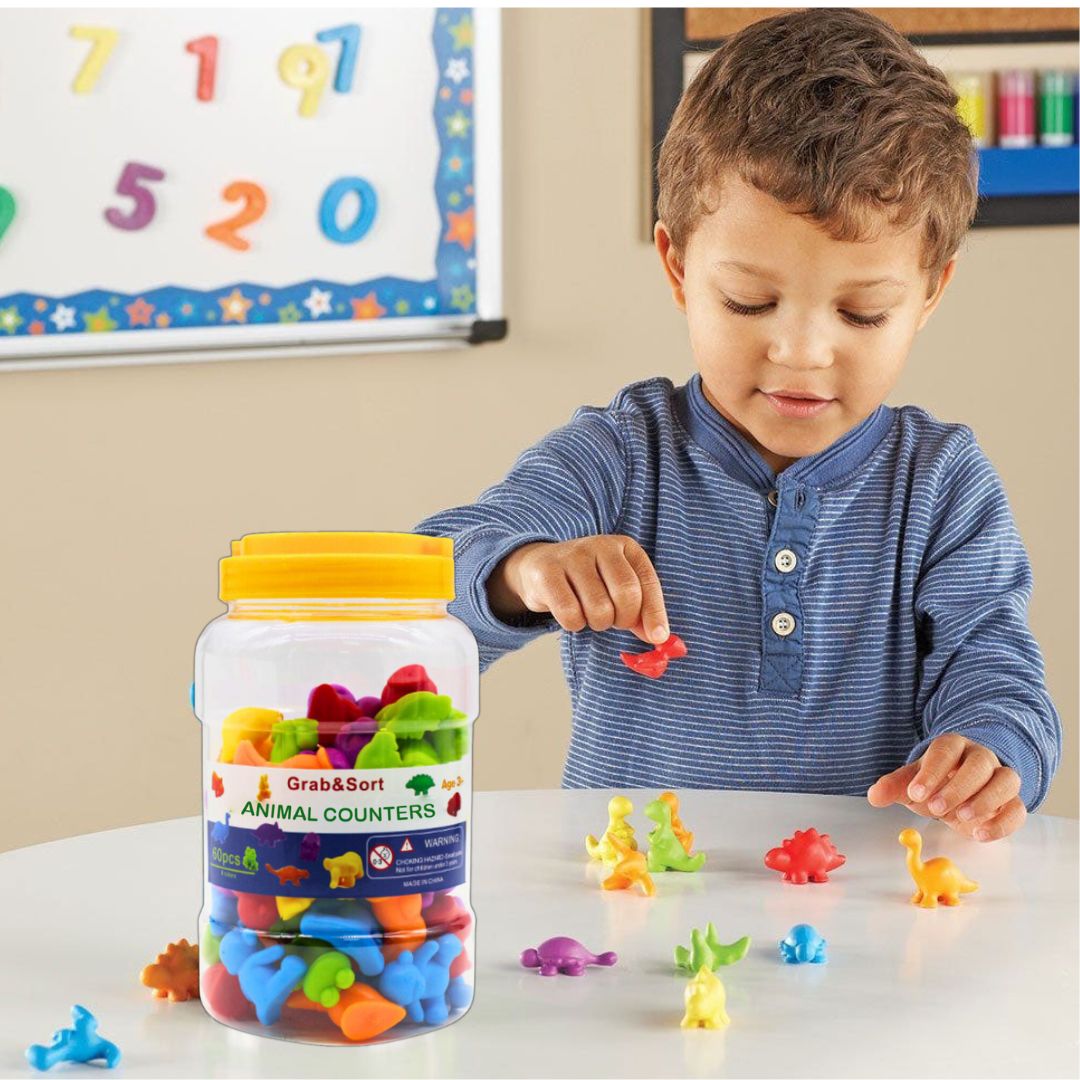 Counting Animals Toy - Toddler Math Preschool Learning Toy - 60 Pcs - Fun Learning Store