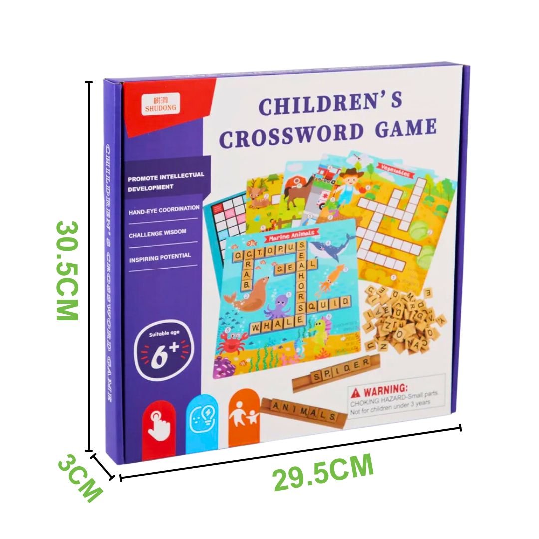 Crossword Puzzle Board Game: English Education Montessori Wooden Toy for Kids - Fun Learning Store