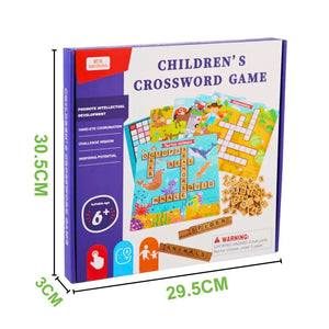 Crossword Puzzle Board Game: English Education Montessori Wooden Toy for Kids - Fun Learning Store