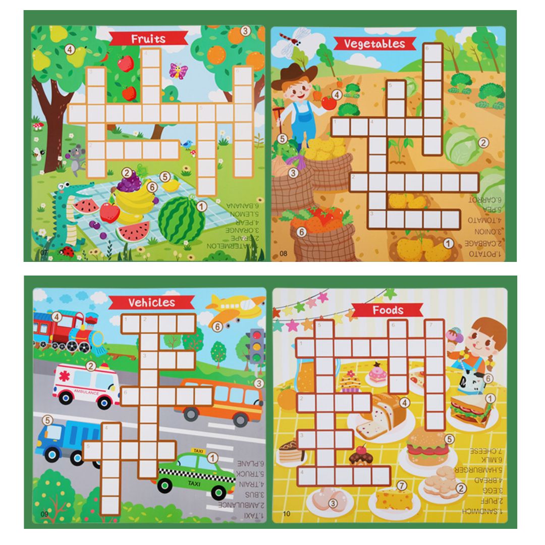 Crossword Puzzle Board Game: English Education Montessori Wooden Toy for Kids - Fun Learning Store