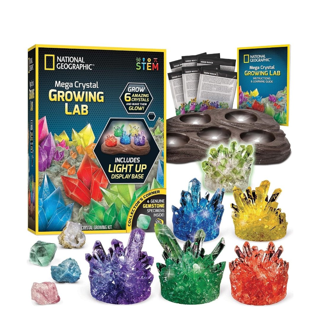 Crystal Growing Lab with Light - Up Display – Grow 6 Stunning Crystals in Days! - Fun Learning Store