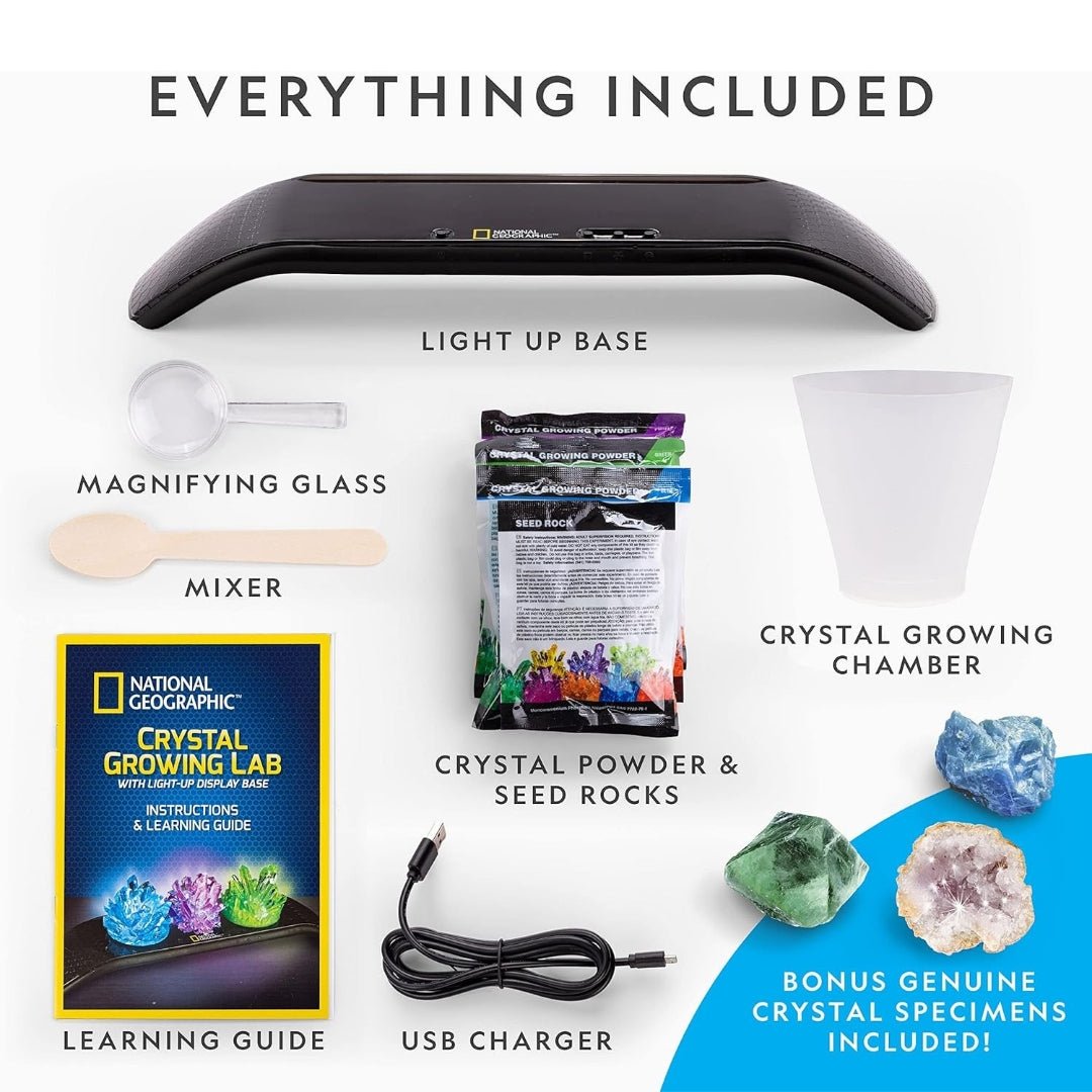 Crystal Growing Lab with Light - Up Display – Grow, Glow & Show Your Own Crystals! - Fun Learning Store