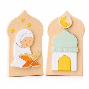 Deen Puzzle – Mini Islamic Wooden Puzzles | Mosque & Qur’an Reader Set - Fun Learning Store