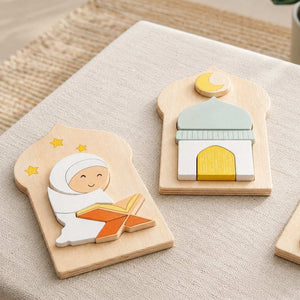 Deen Puzzle – Mini Islamic Wooden Puzzles | Mosque & Qur’an Reader Set - Fun Learning Store