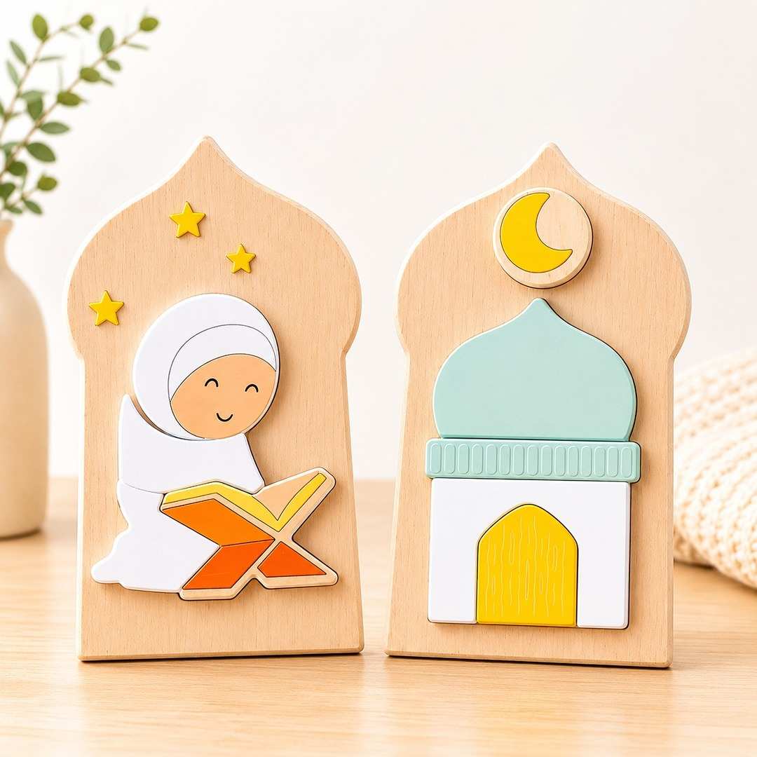 Deen Puzzle – Mini Islamic Wooden Puzzles | Mosque & Qur’an Reader Set - Fun Learning Store