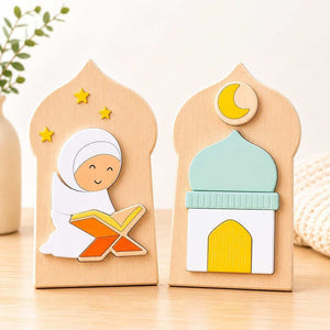 Deen Puzzle – Mini Islamic Wooden Puzzles | Mosque & Qur’an Reader Set - Fun Learning Store