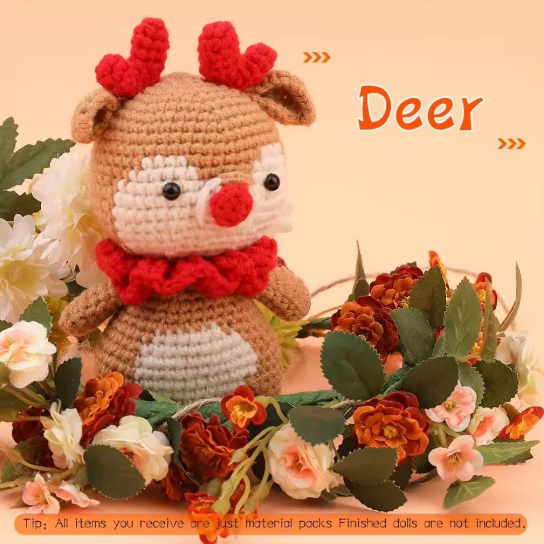 Deer Crochet Doll | Handmade Christmas Crochet Ornaments | Magical Holiday Crafting: Create Your Own Deer ! - Fun Learning Store