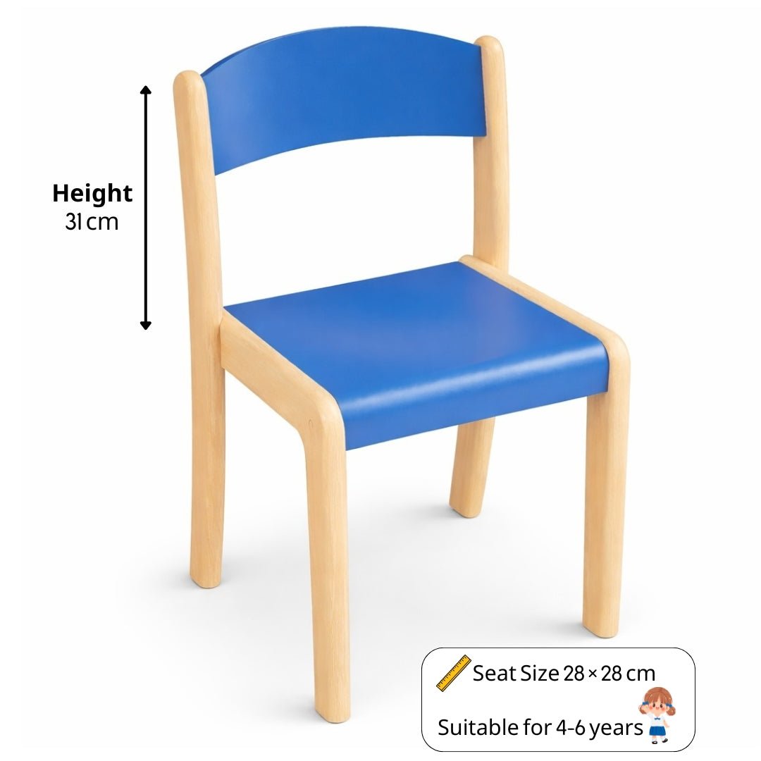 Deluxe Wooden Chair – Blue Color for Kids’ Learning Spaces - Fun Learning Store