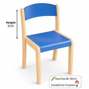 Deluxe Wooden Chair – Blue Color for Kids’ Learning Spaces - Fun Learning Store