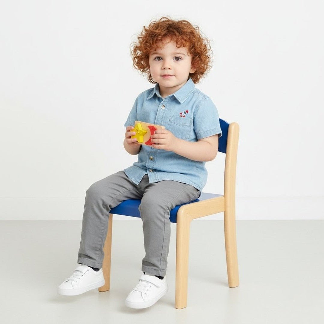 Deluxe Wooden Chair – Blue Color for Kids’ Learning Spaces - Fun Learning Store