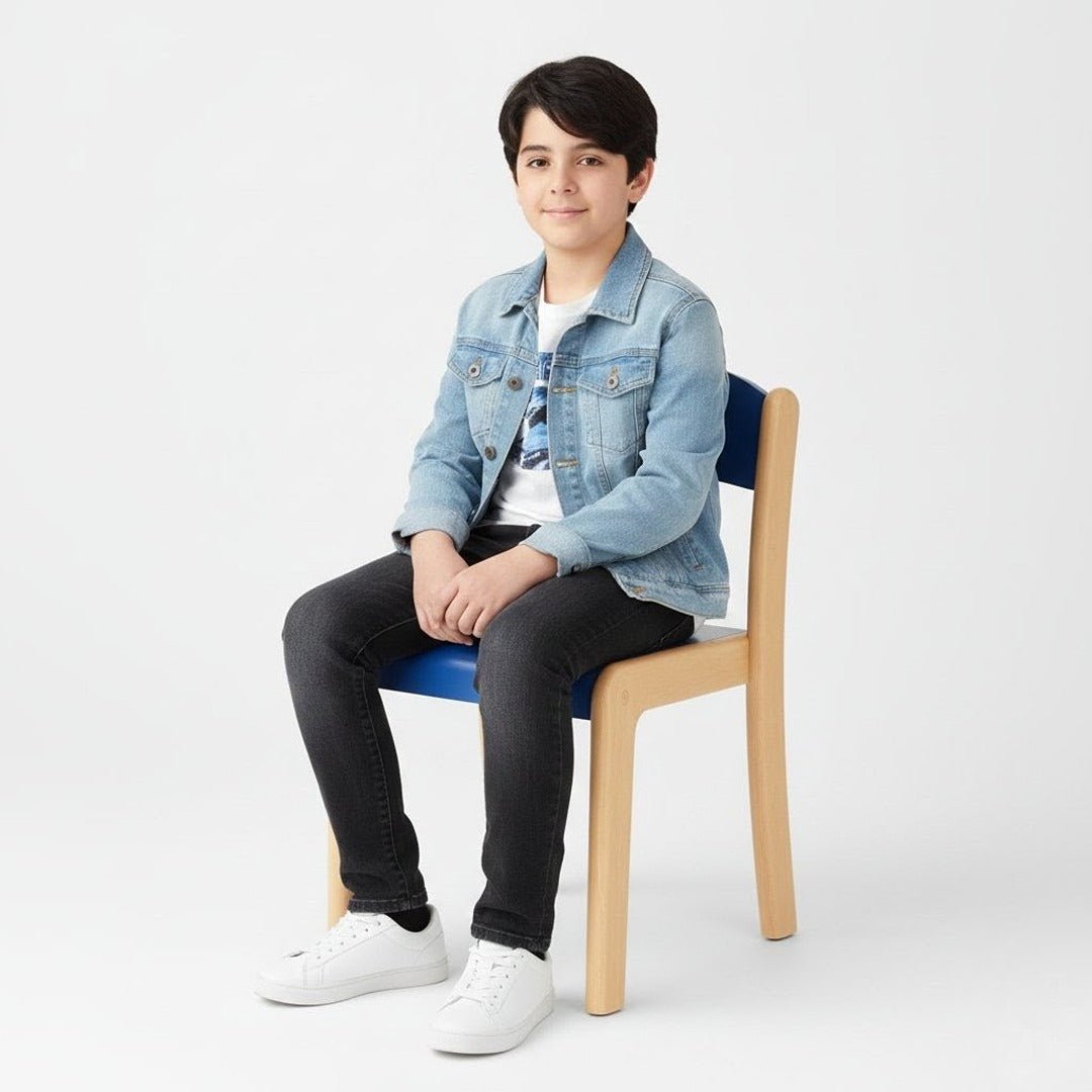 Deluxe Wooden Chair – Blue Color for Kids’ Learning Spaces - Fun Learning Store